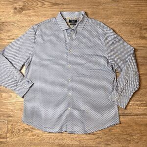Original Penguin Men's‎ Blue White Heritage Slim Fit Button Up Shirt Size 32/33